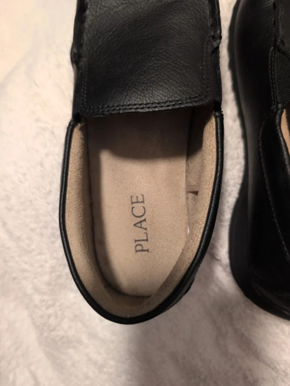 Place Black Kid's Slip-On Moccasin Loafers
